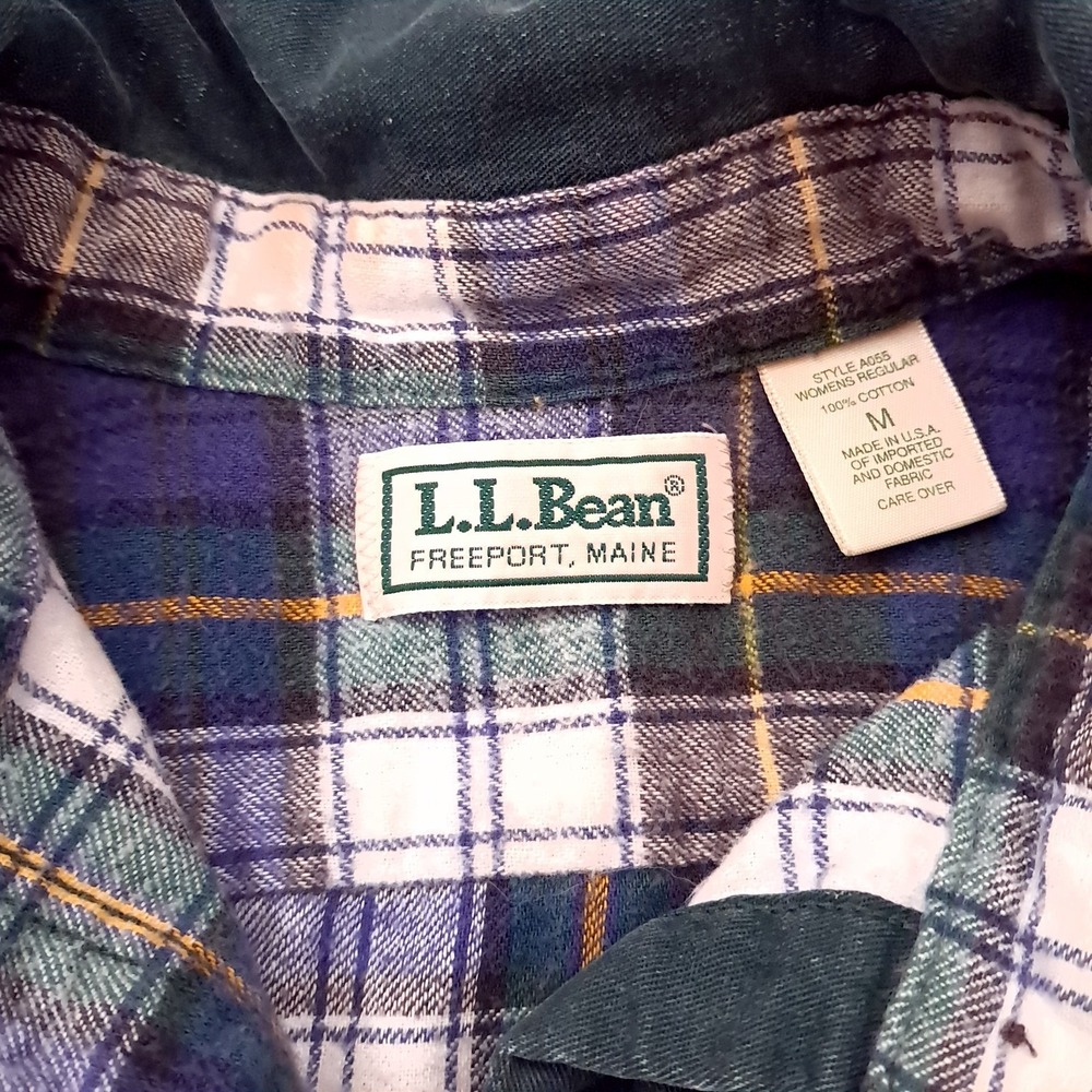 Vintage LL Bean Womens Hurricane Shirt Jacket sz M Medium Freeport green flannel - Picture 4 of 11